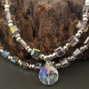 Unique Square Glass Bead Necklace